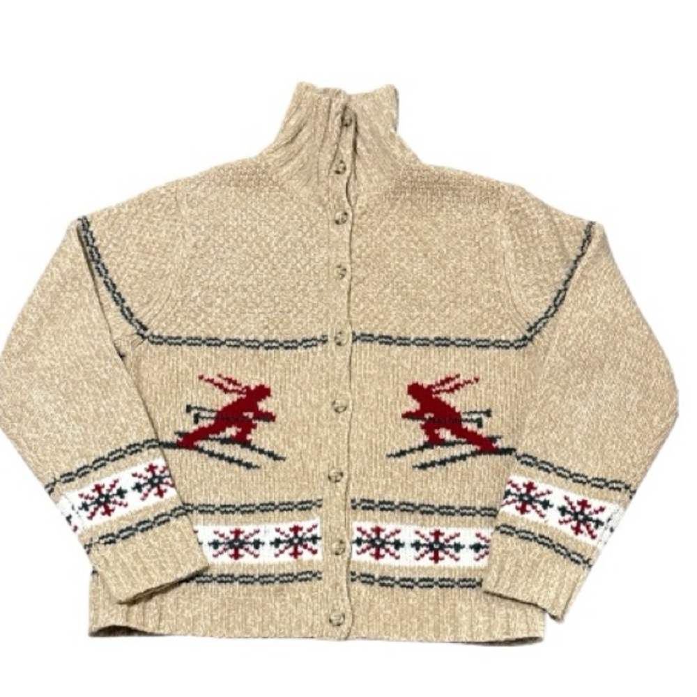 Vintage Eddie Bauer Collectibles Lambswool Skier 90’s Cardigan Sweater Large